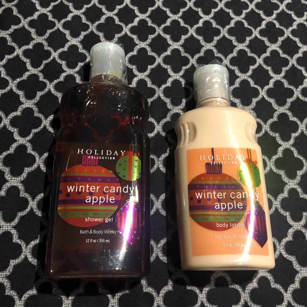 VTG Original Bath & Body Works Winter Candy Apple Shower Gel Body Lotion Bundle